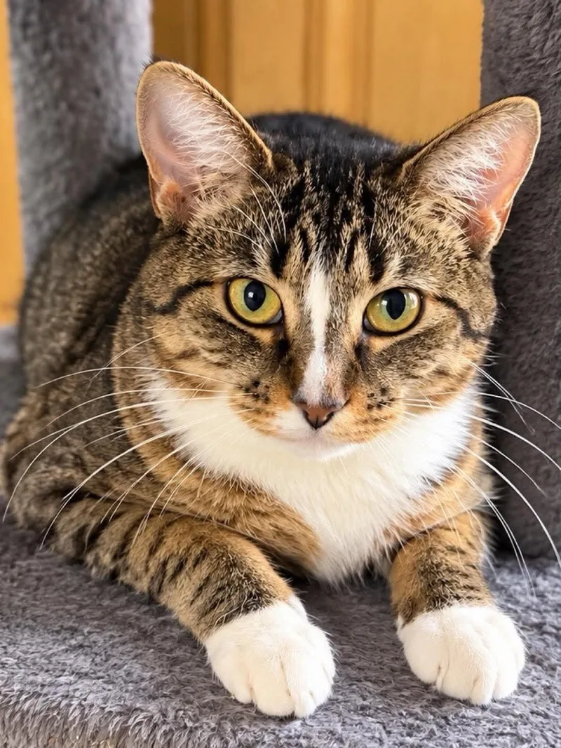 A young medium-sized female Tabby (Brown / Chocolate) Domestic Short Hair cat named Haven for adoption in Sioux Falls, SD
