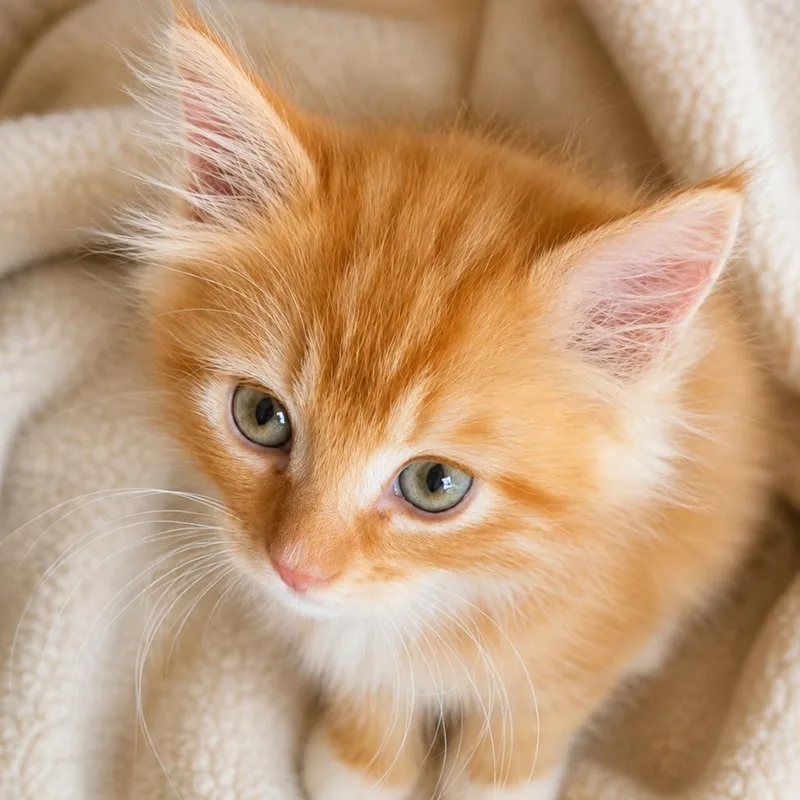 A baby small-sized male Orange / Red Domestic Long Hair cat named Romeow for adoption in Tustin, CA