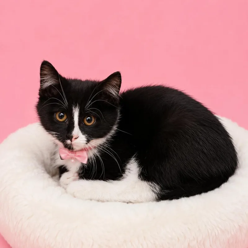 A baby small-sized male Black Domestic Short Hair cat named Bugsy for adoption in Binghamton, NY