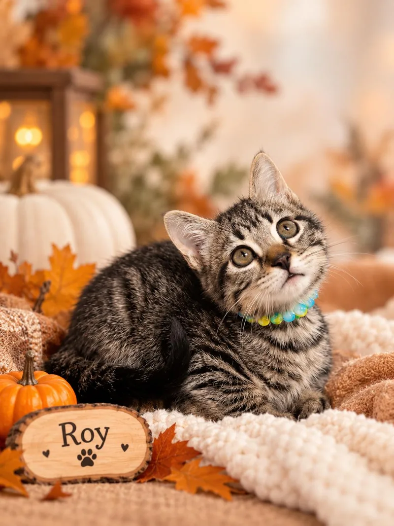 A baby medium-sized male Tabby cat named Roy for adoption in Tavares, FL