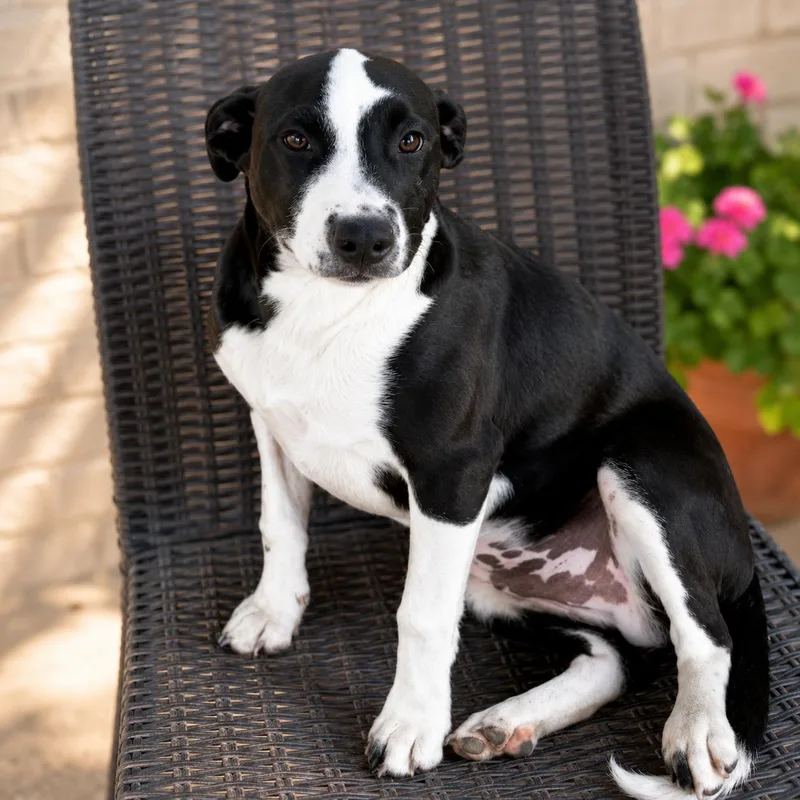 A young medium-sized male Black American Staffordshire Terrier dog named Eclipse for adoption in Houston, TX