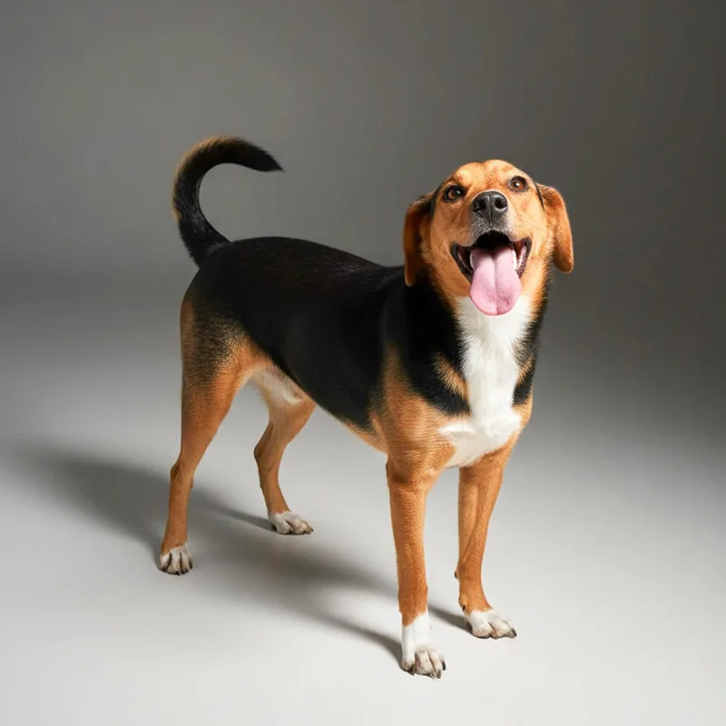 A young medium-sized male Black American Foxhound dog named Boone for adoption in Southport, CT