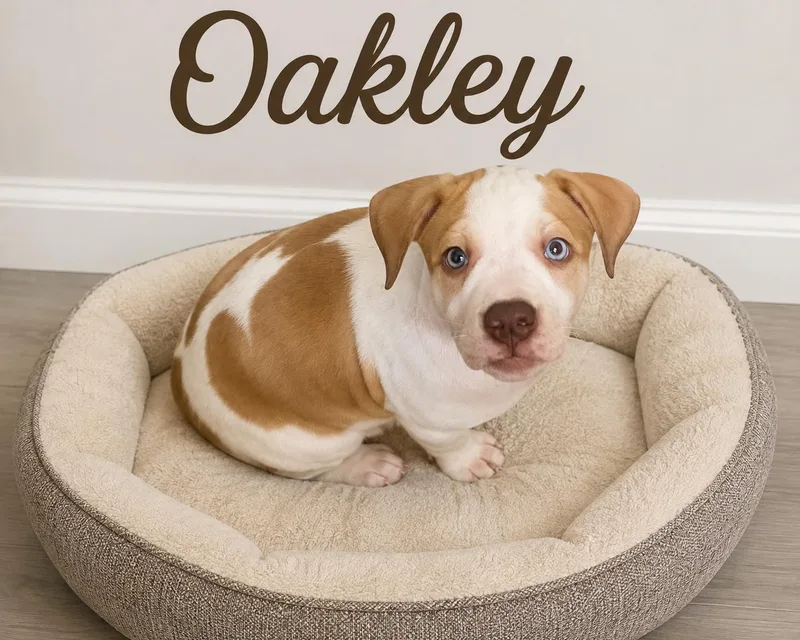 A baby medium-sized female Yellow / Tan / Blond / Fawn Labrador Retriever dog named Oakley for adoption in Momence, IL