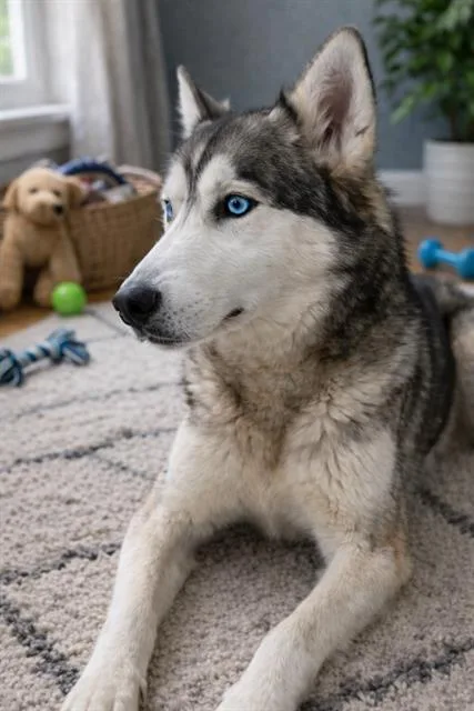 An adult large-sized female Siberian Husky dog named Nora for adoption in Charlotte, NC