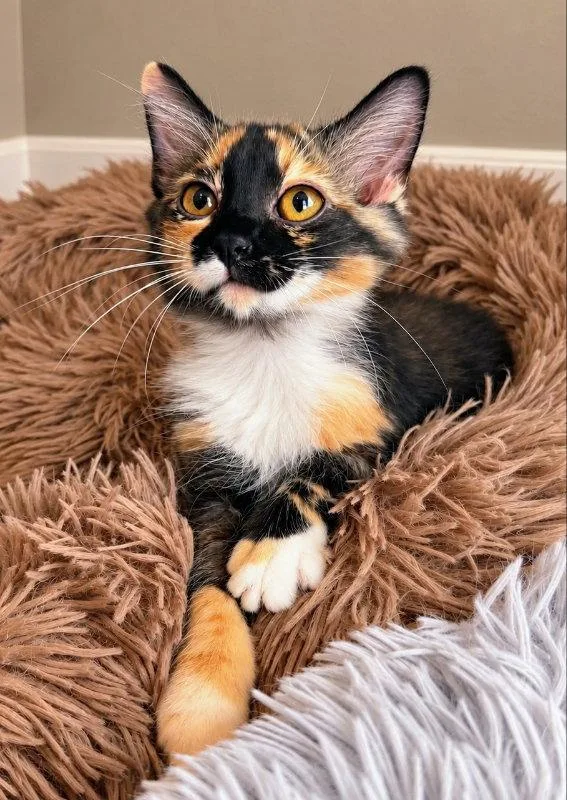 A young medium-sized female Tortoiseshell cat named Polly for adoption in Knoxville, TN