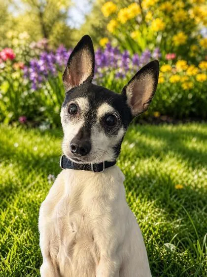 A senior small-sized male Rat Terrier dog named Spanky for adoption in Belleville, MI