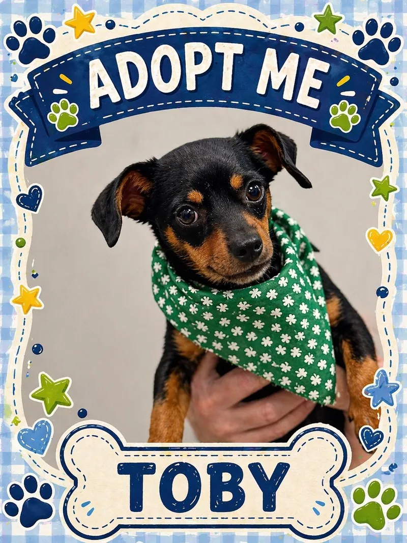 A young small-sized male Black Chihuahua dog named Toby for adoption in Bowie, TX