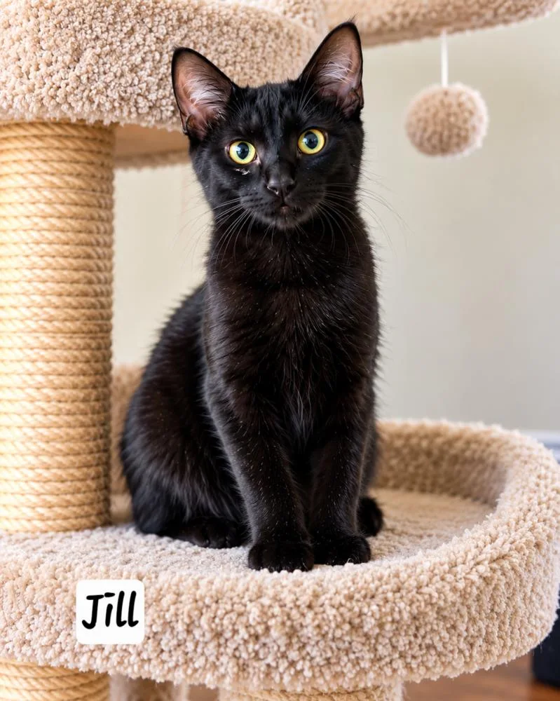 A baby small-sized female Black Bombay cat named Jill for adoption in Calimesa, CA