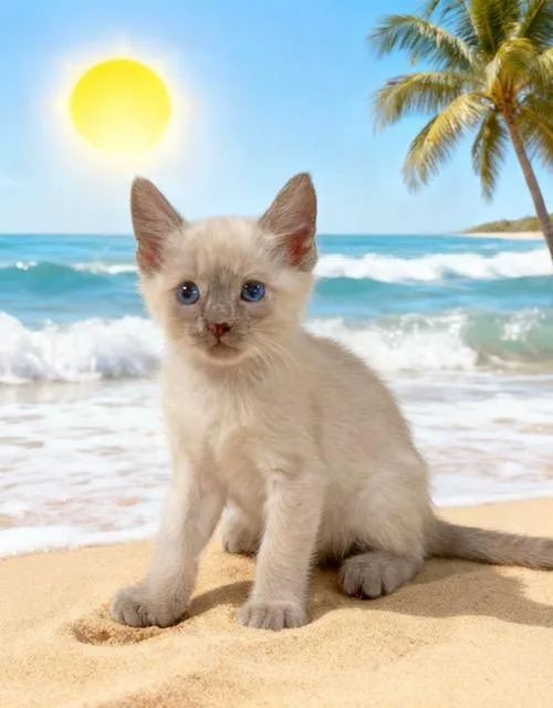 A baby small-sized female White Siamese cat named Aurora for adoption in Tehachapi, CA