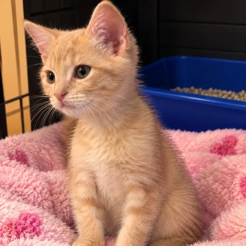 A baby small-sized male Orange / Red Domestic Short Hair cat named Zombie for adoption in Green Forest, AR