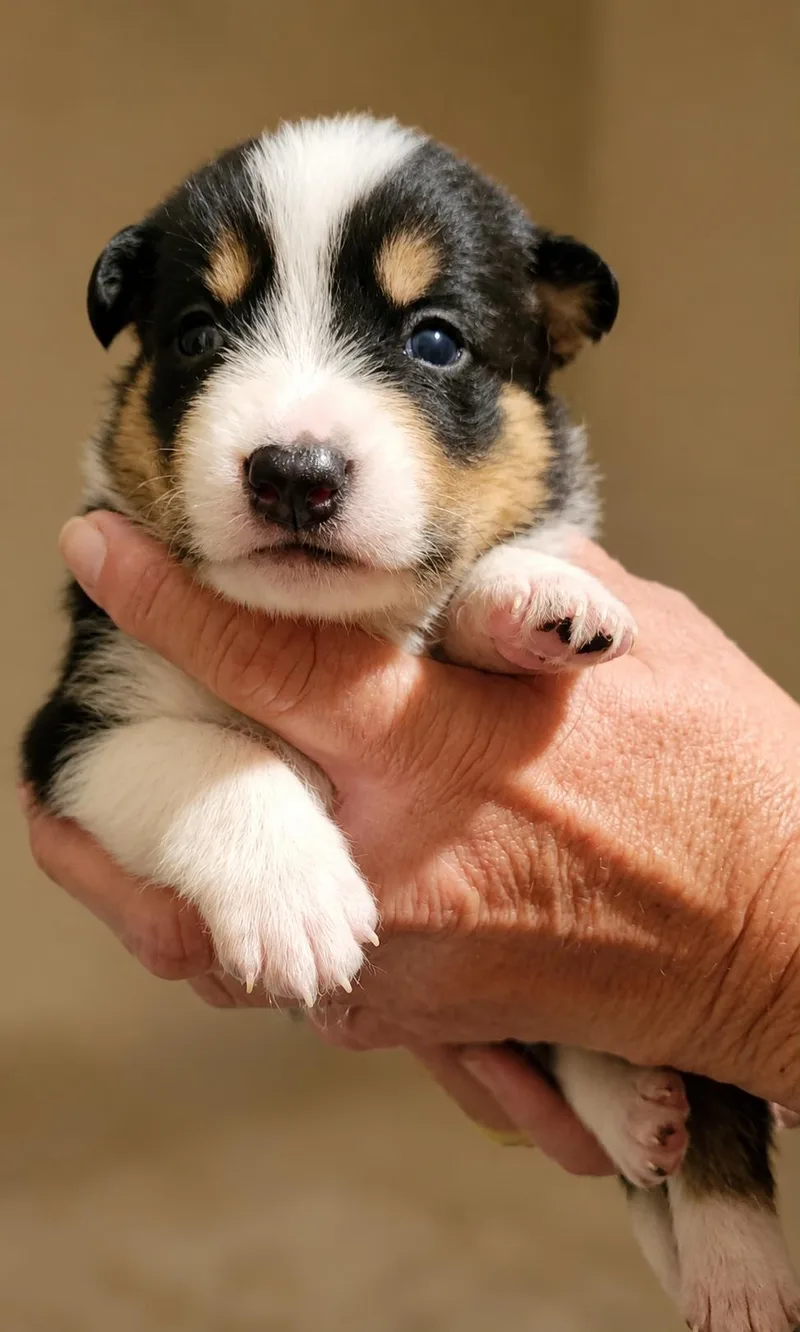 A baby medium-sized male White / Cream Australian Shepherd dog named Figaro Yoyo for adoption in Andover, MA