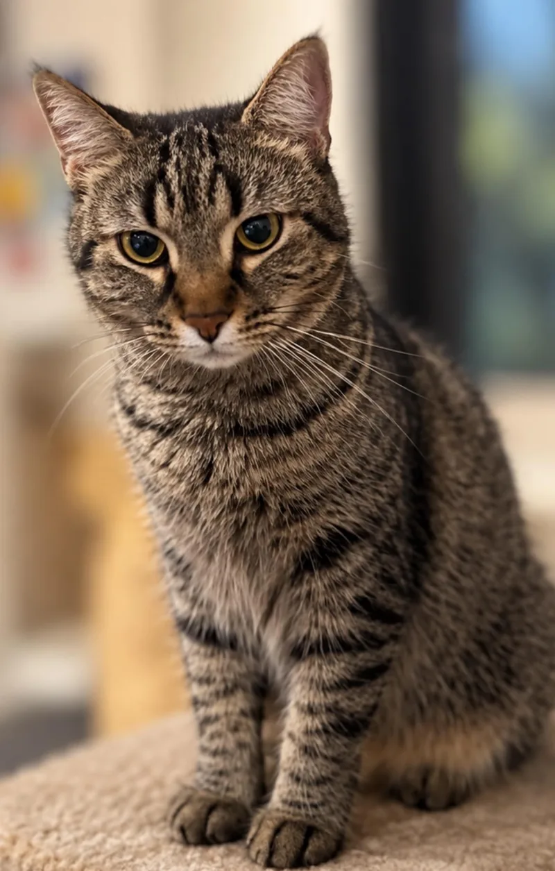 An adult medium-sized female Tabby (Buff / Tan / Fawn) Domestic Short Hair cat named Sweetie for adoption in Grosse Ile, MI