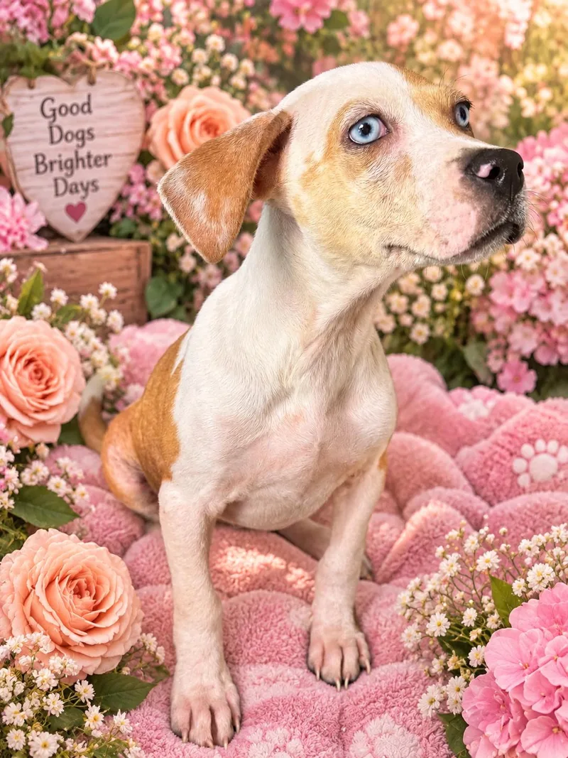 A baby medium-sized female Beagle dog named Cherie for adoption in Wanaque, NJ