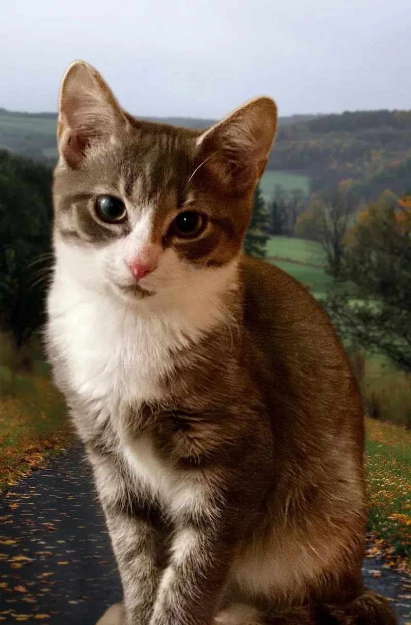 A baby medium-sized male Gray & White Domestic Short Hair cat named Granny Smith for adoption in Whitestown, IN