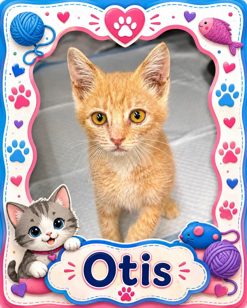 A baby medium-sized male Tabby (Orange / Red) Domestic Short Hair cat named Otis for adoption in Bowie, TX