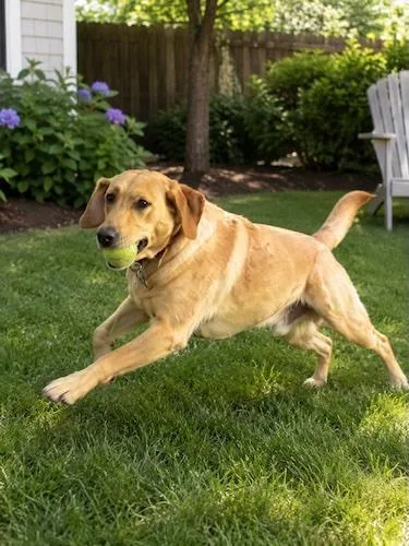 A young medium-sized female Yellow Labrador Retriever dog named Questy for adoption in Killingworth, CT