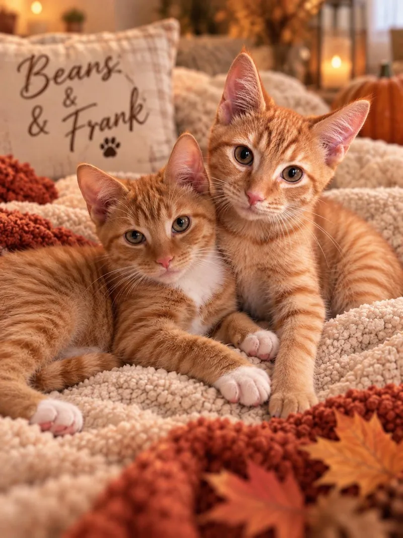 A baby medium-sized male Tabby (Orange / Red) Domestic Short Hair cat named Beans & Frank for adoption in Lemoyne, PA