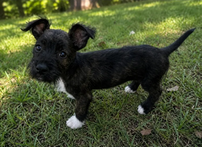 A baby small-sized female Brindle Miniature Schnauzer dog named Amy for adoption in Edinburg, TX