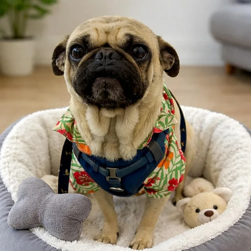 A young small-sized male Pug dog named Stuart for adoption in South Saint Paul, MN