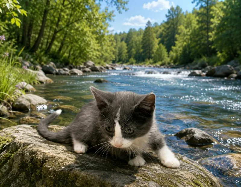 A baby small-sized male Domestic Short Hair cat named River for adoption in Washington Court House, OH