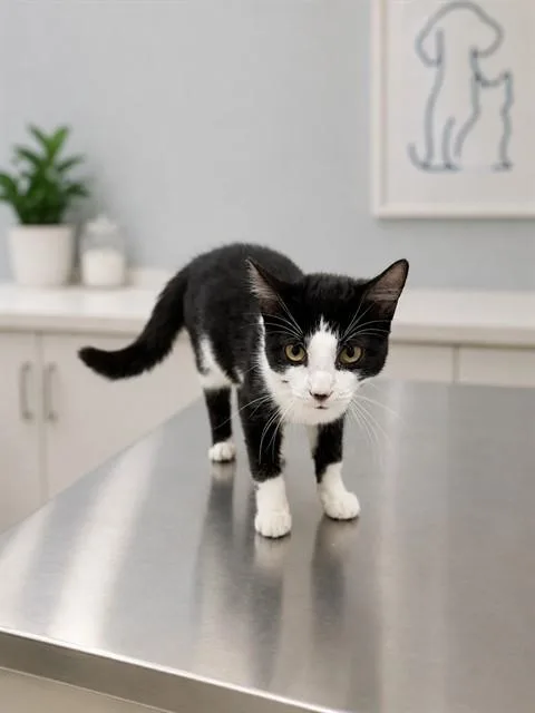 A young small-sized female Domestic Short Hair cat named Baklava for adoption in Peoria, IL