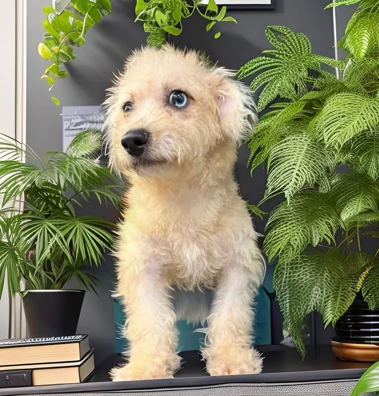 A baby small-sized male Goldendoodle dog named Bowie for adoption in Bronx, NY
