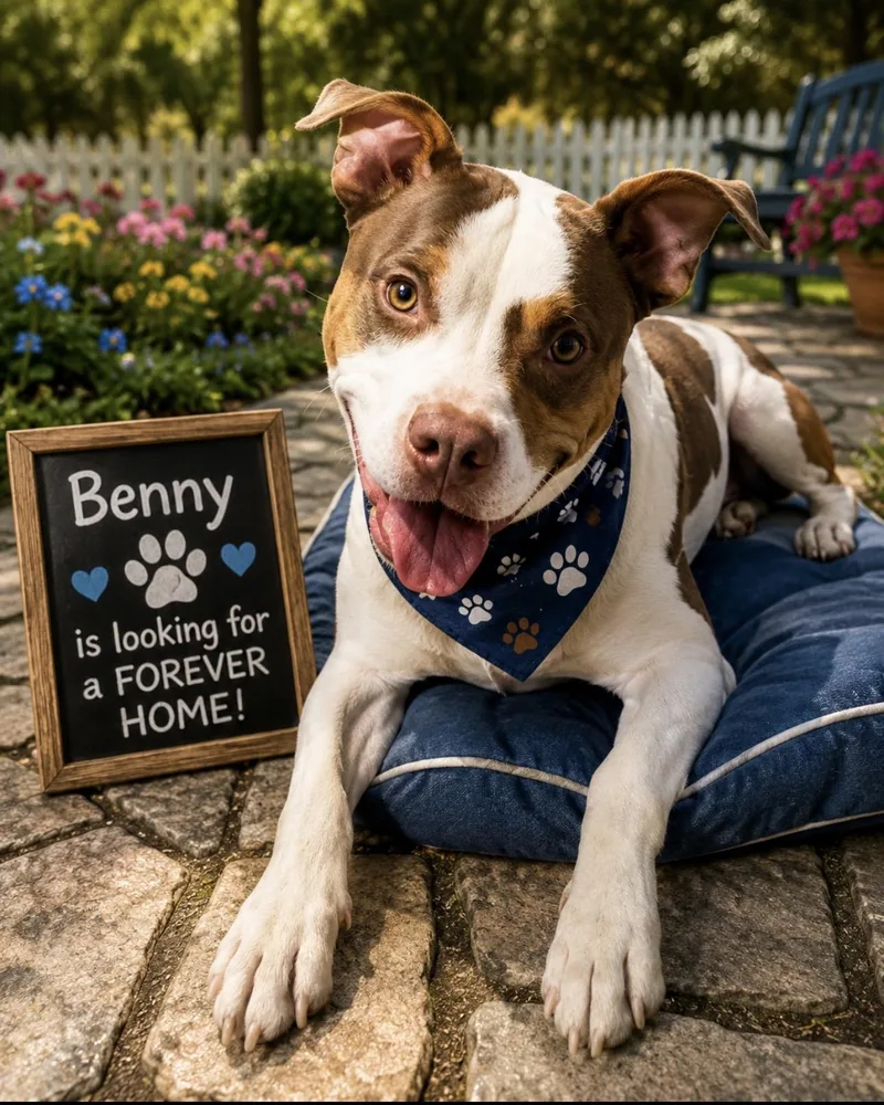 An adult medium-sized male Brown / Chocolate Pit Bull Terrier dog named Benny for adoption in CUMMING, GA