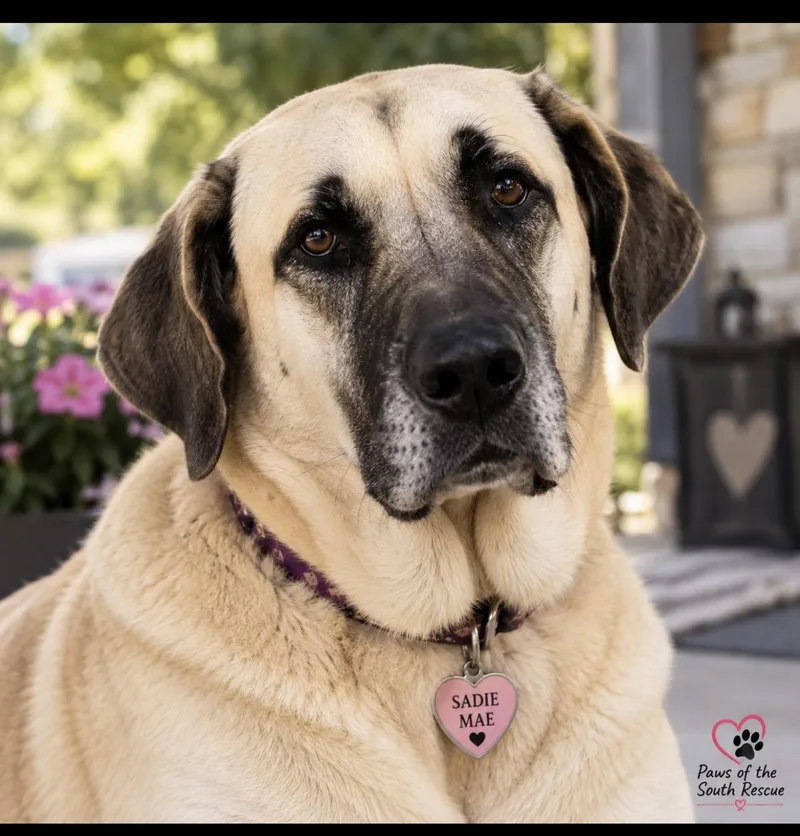 An adult large-sized female Brindle Anatolian Shepherd dog named Sadie Mae for adoption in CUMMING, GA