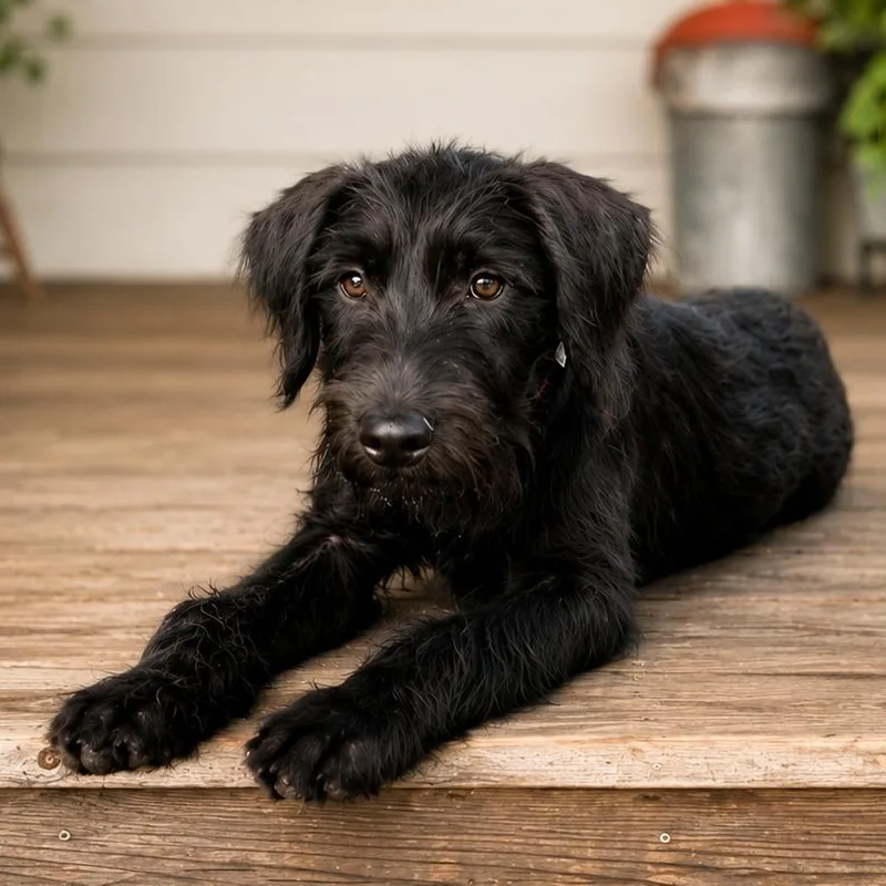 A young medium-sized male Black Standard Schnauzer dog named Hector for adoption in Humble, TX