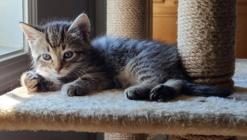 A baby medium-sized male Tabby cat named Dale for adoption in Buford, GA