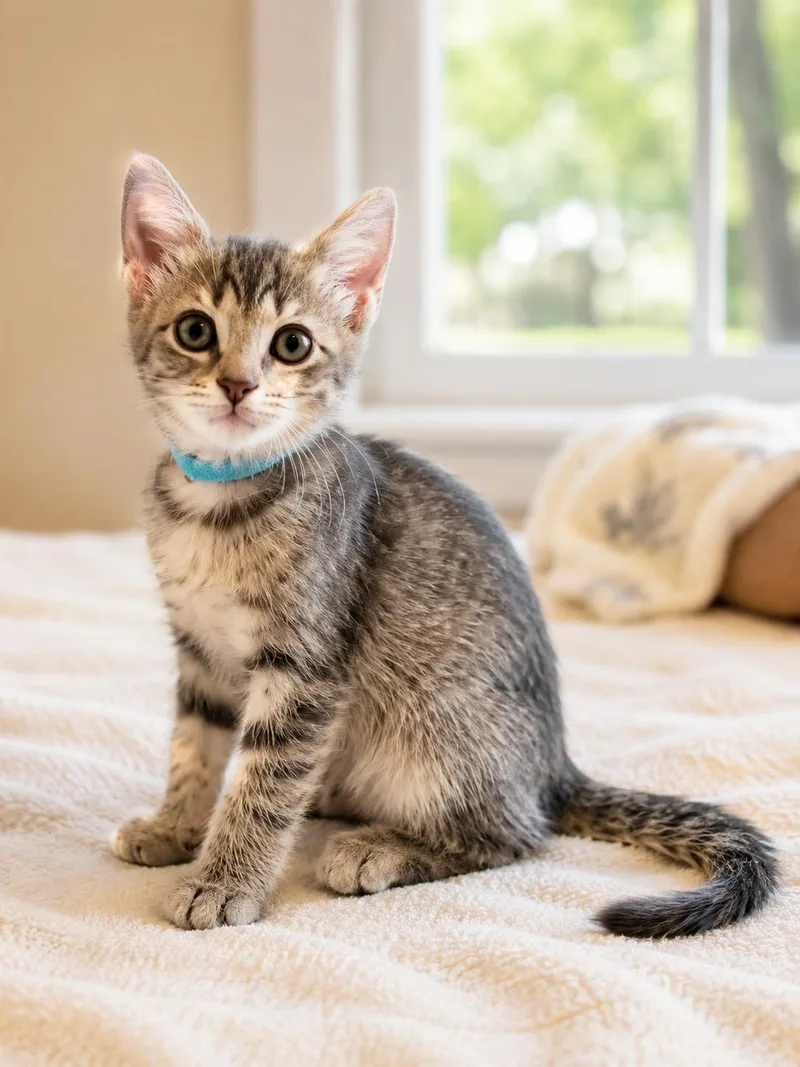 A baby medium-sized female Tabby (Gray / Blue / Silver) Tabby cat named LatteSmooth & Sweet for adoption in Laurel, MD