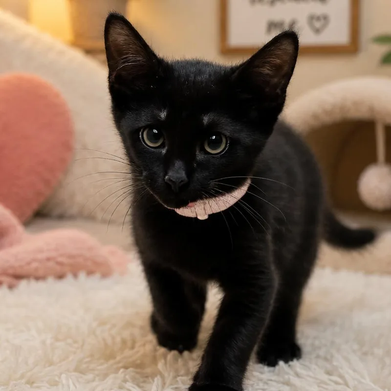 A baby small-sized female Black Domestic Short Hair cat named Darma for adoption in Wickenburg, AZ