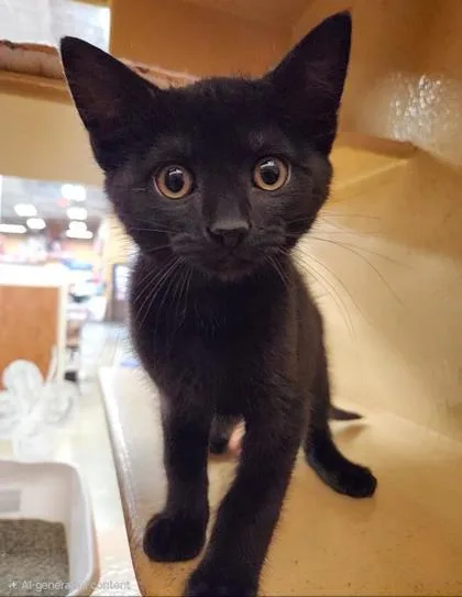 A baby small-sized male Domestic Short Hair cat named Flounder for adoption in Wilkesboro, NC