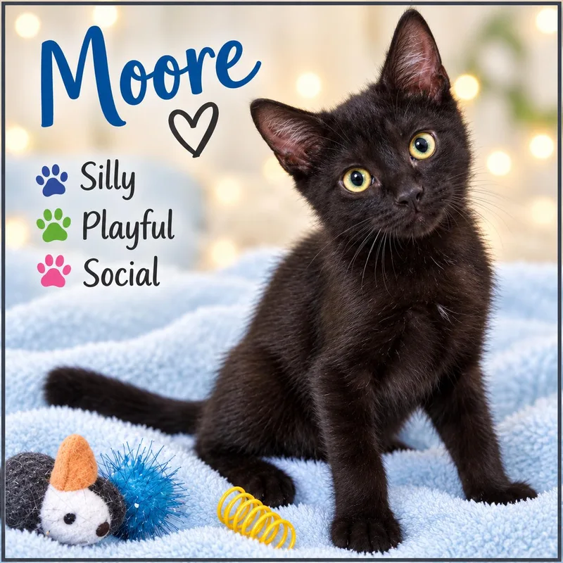 A young medium-sized male Black Domestic Short Hair cat named MooreWillow Grove for adoption in Greenville, DE