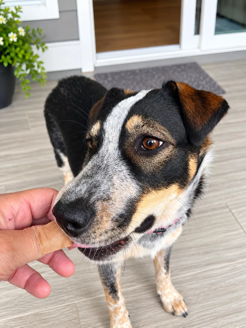 A young medium-sized female Australian Cattle Dog / Blue Heeler dog named Pepper for adoption in Brownsville, TX