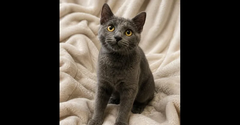 A baby small-sized female Gray / Blue / Silver Domestic Short Hair cat named Gloria for adoption in Mishawaka, IN