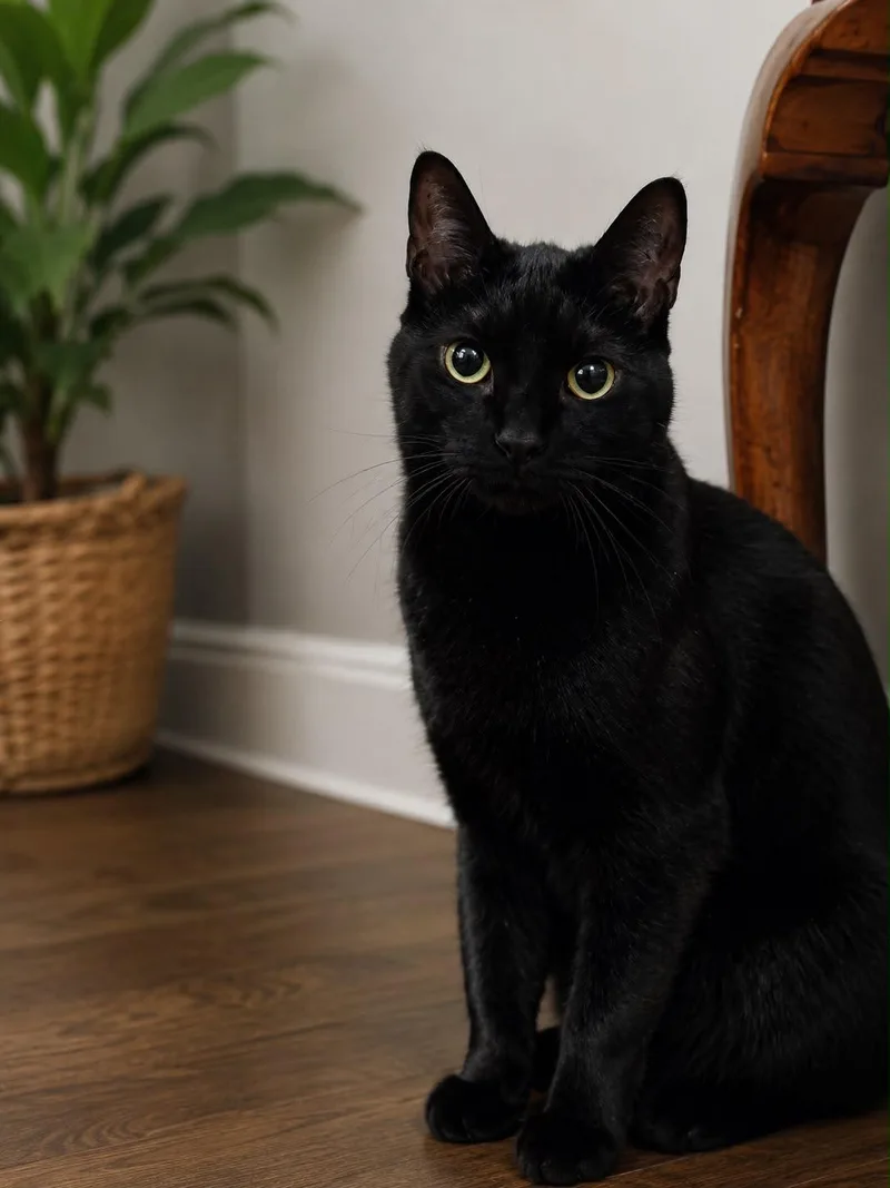 A senior medium-sized male Black Domestic Short Hair cat named Tyler for adoption in Sanford, NC