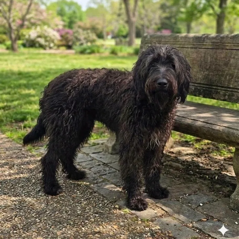 A baby extra large-sized male Black Labradoodle dog named Ollie for adoption in Mazon, IL