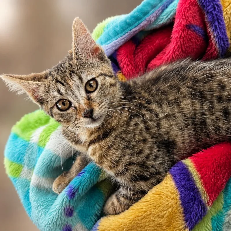A baby medium-sized female Torbie Domestic Short Hair cat named Karai for adoption in Roanoke, VA
