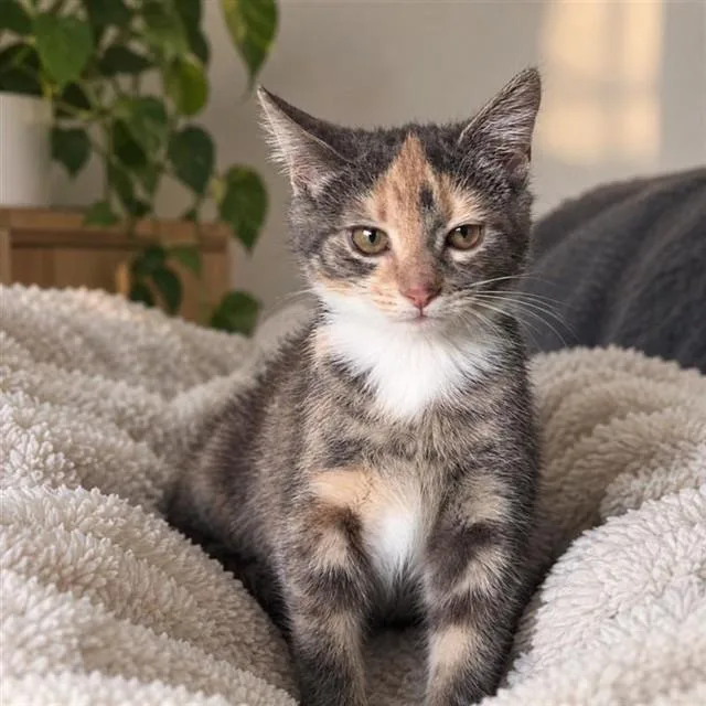 A baby small-sized female Domestic Short Hair cat named Biscuit for adoption in Statesville, NC