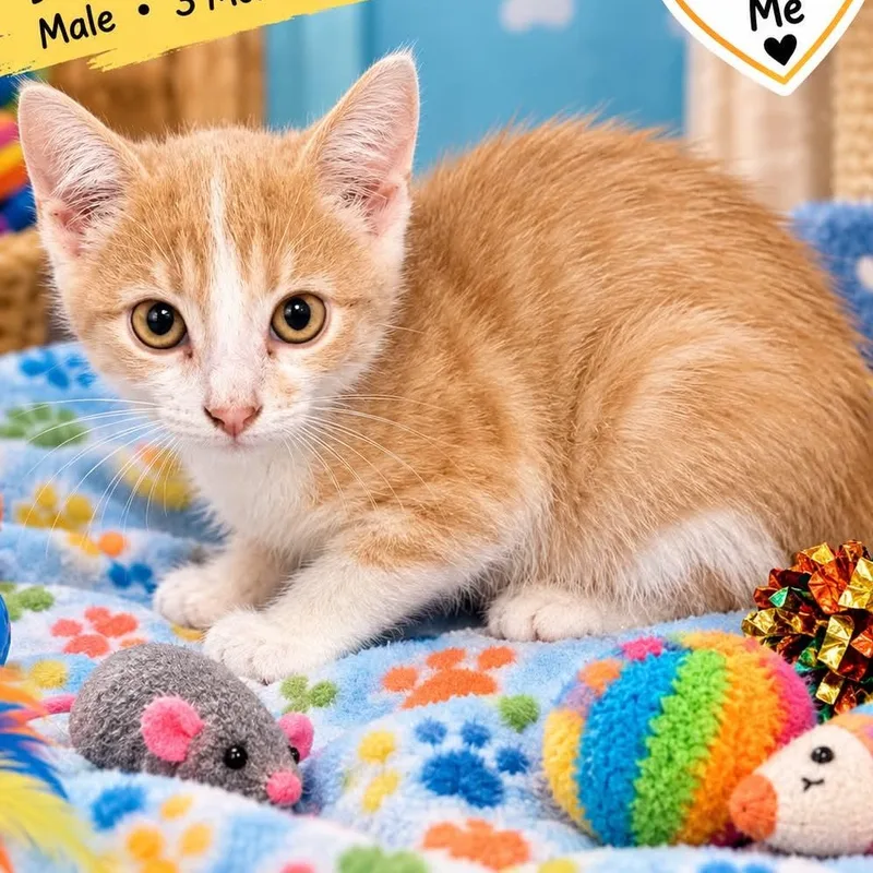 A baby small-sized male Orange & White Domestic Short Hair cat named Candy Corn for adoption in Antioch, CA