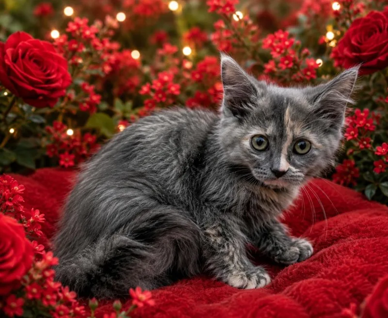 A baby small-sized female Domestic Long Hair cat named Teeny for adoption in Washington Court House, OH