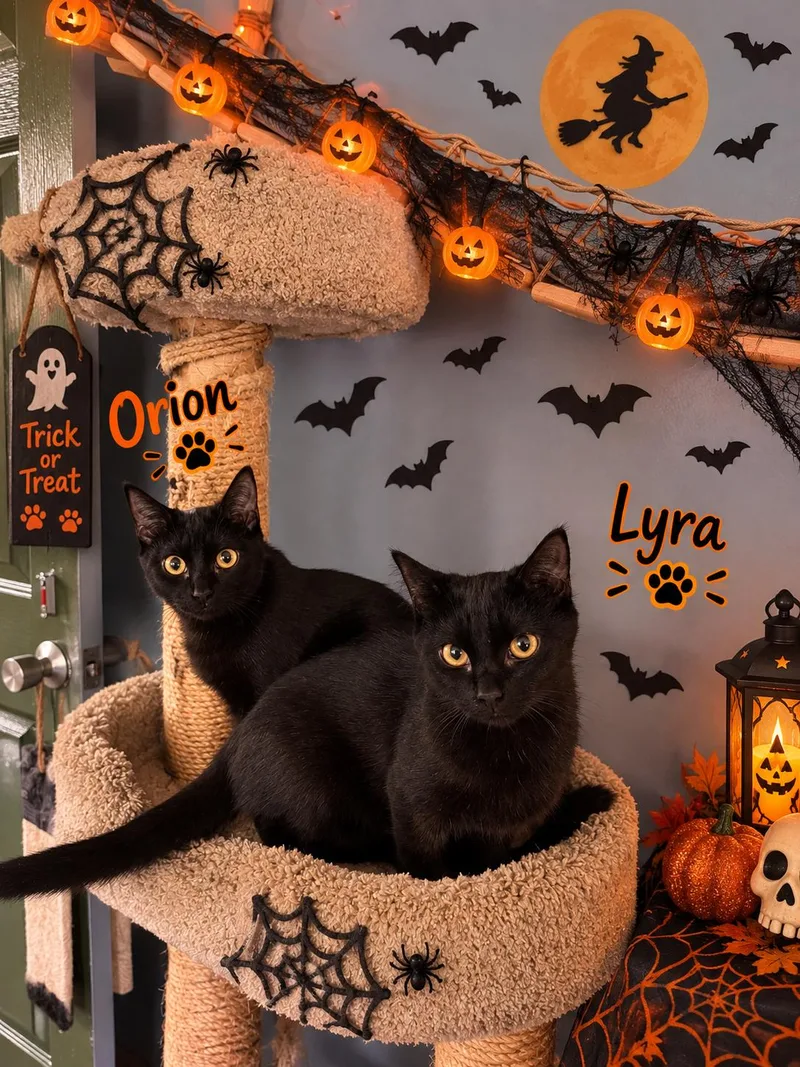 A baby medium-sized male Black Domestic Short Hair cat named Orion & Lyra for adoption in Orleans, VT