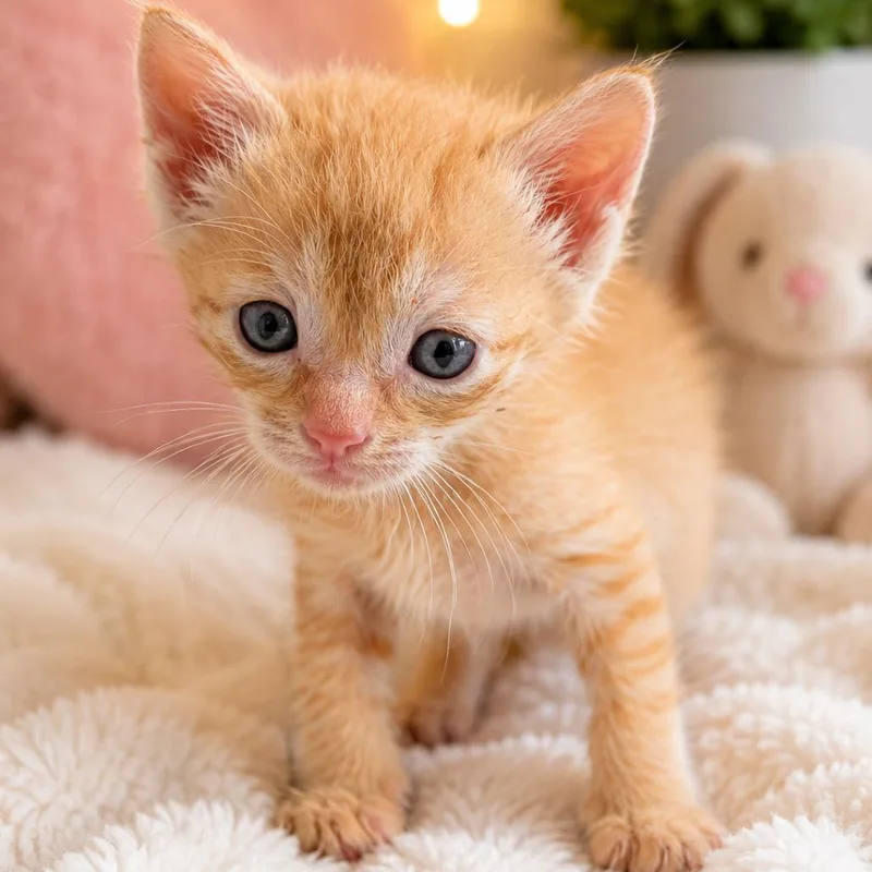 A baby small-sized male Orange / Red Domestic Short Hair cat named Dino for adoption in Buchanan Dam, TX