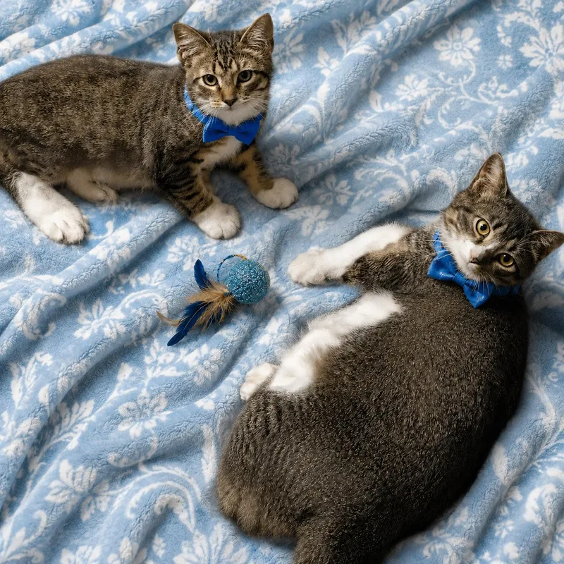 A young medium-sized male Domestic Short Hair cat named Harper and Schwarber for adoption in Mount Laurel, NJ