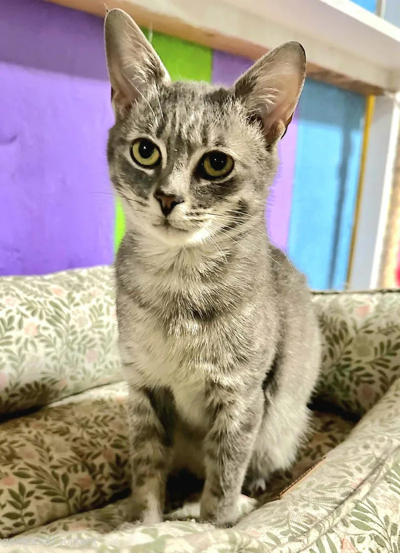 A young small-sized male Tabby cat named Axel for adoption in Attleboro, MA
