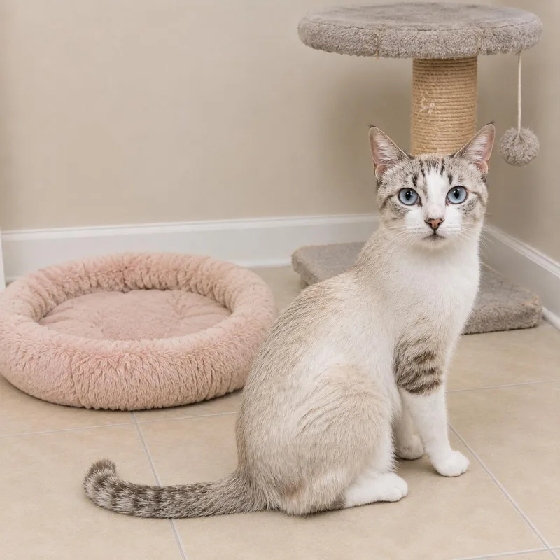 A young medium-sized female Buff / Tan / Fawn Siamese cat named Saiorse for adoption in Hillsboro, TX