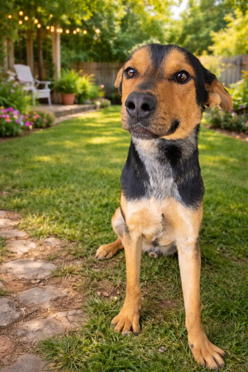A young medium-sized male Mixed Breed dog named Asher for adoption in McCrory, AR