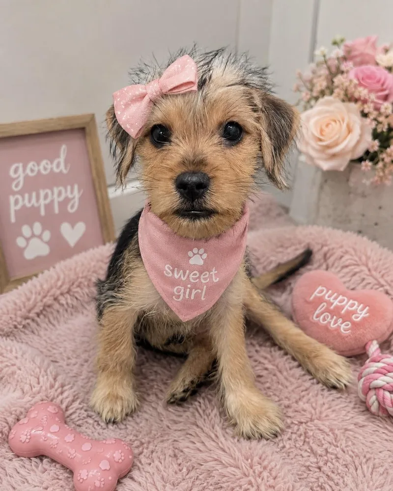 A baby small-sized female Red / Chestnut / Orange Yorkshire Terrier dog named Latoya for adoption in Corona Del Mar, CA