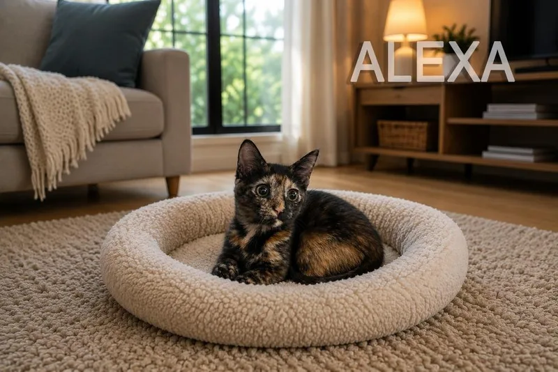 A baby small-sized female Domestic Short Hair cat named Alexa for adoption in Hudson, NH